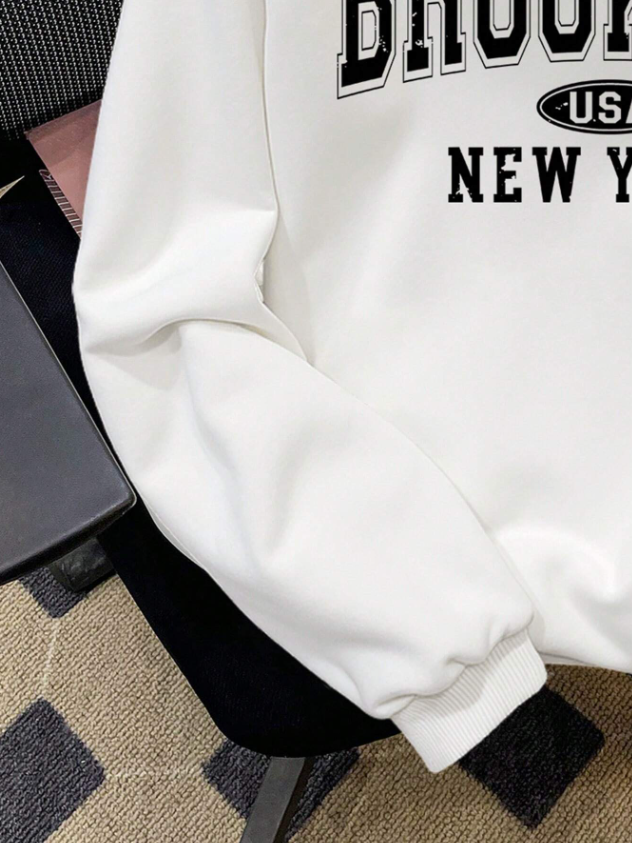 Men’s Urban White Hoodie with Brooklyn Print