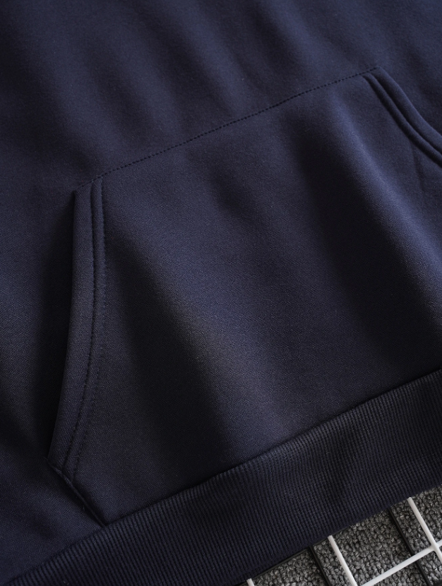 Men’s Blue Solid Color Long Sleeve Drawstring Pocket Hoodie