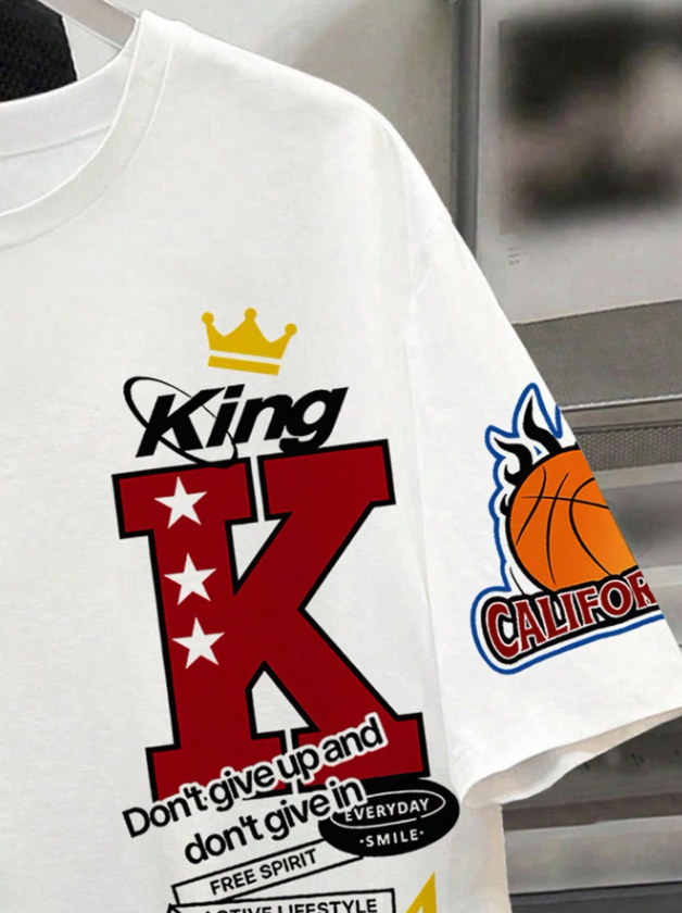 Men Slim Fit With Sporty Icon Print Crew Neck T-Shirt