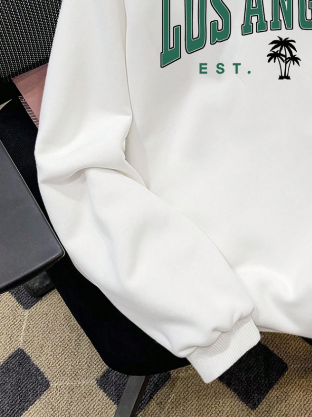 Men’s White Hoodie with Los Angeles Print