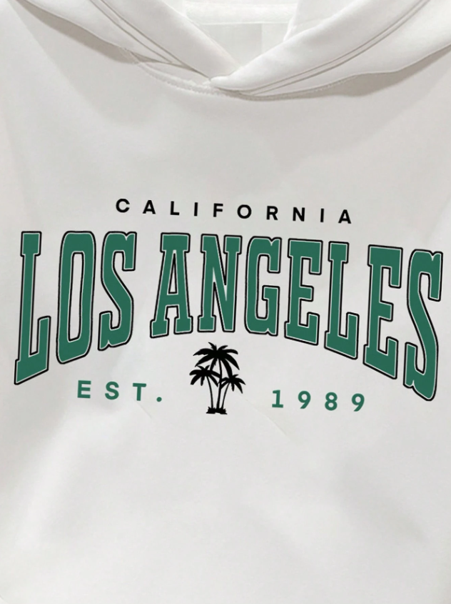 Men’s White Hoodie with Los Angeles Print