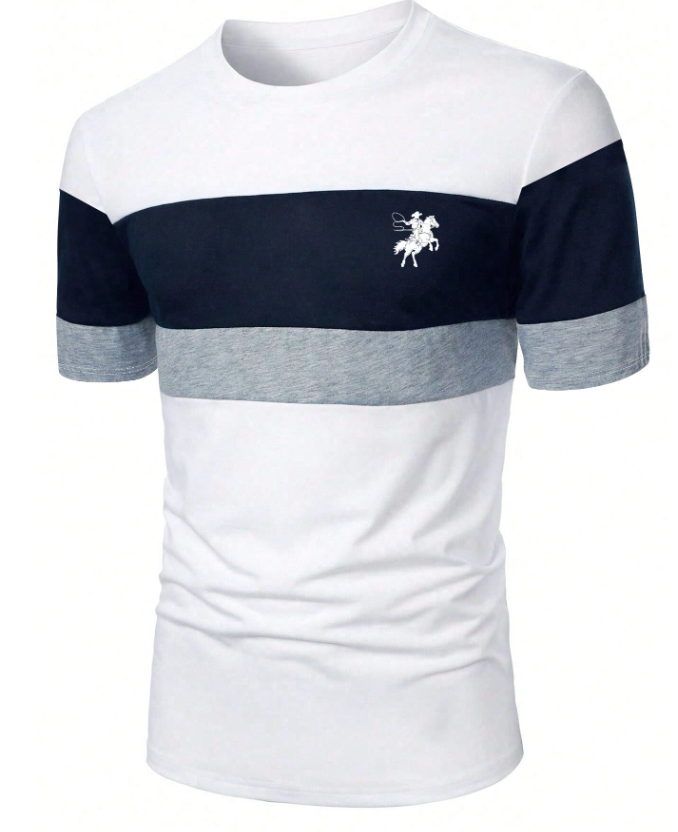 Men Horse Print Colorblock T-Shirt