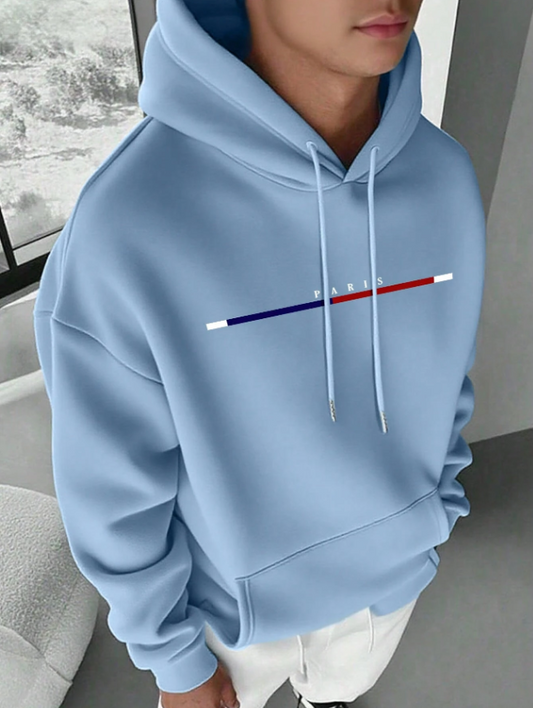 Men’s Casual Hoodie with Paris Letter Print