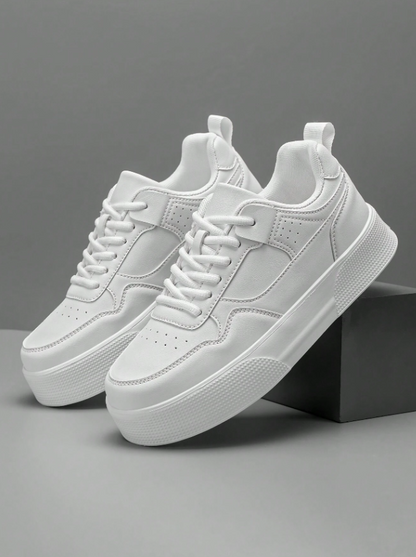 Men’s Casual White Lace Up Sneakers Korean Style