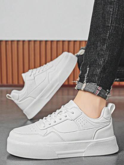 Men’s Casual White Lace Up Sneakers Korean Style