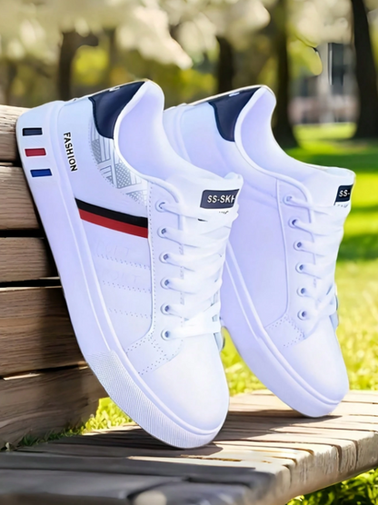 Men’s Casual White Leather Sneakers Breathable Design
