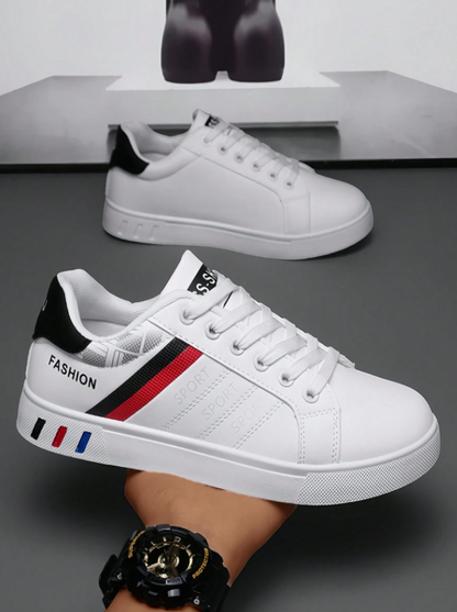 Men’s Casual White Leather Sneakers Breathable Design