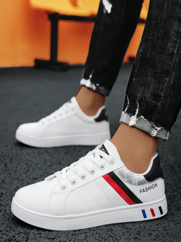 Men’s Casual White Leather Sneakers Breathable Design