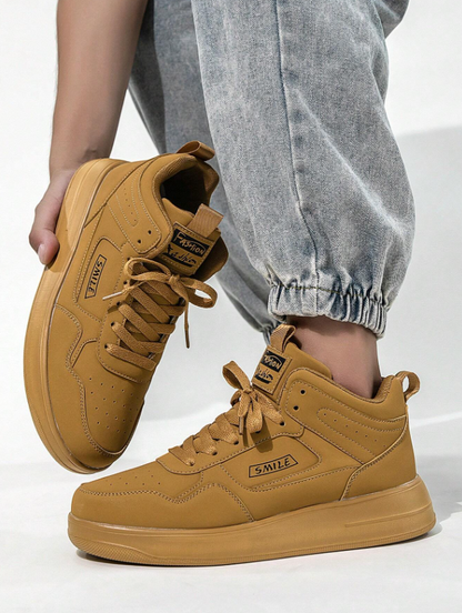 Men’s Light Brown Casual Lace Up Colorblock Sneakers