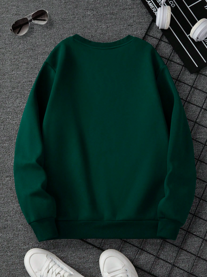 Men’s Green Thermal Sweatshirt with Brooklyn Letter Print