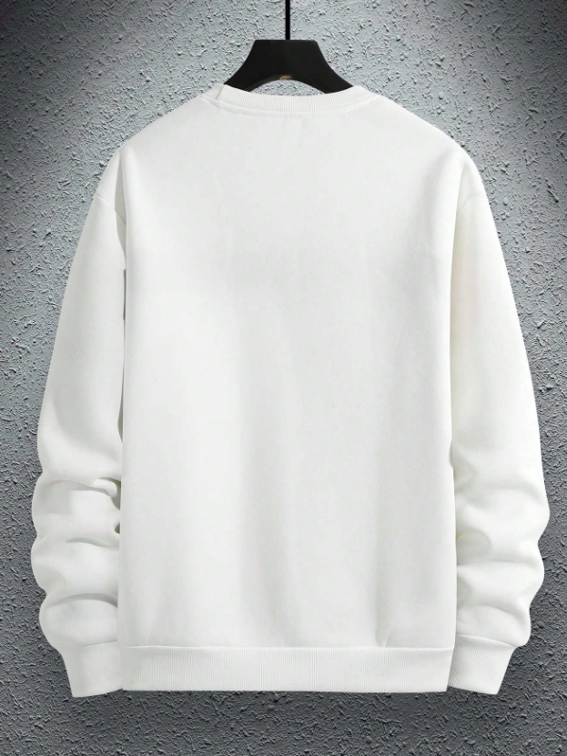 Men’s White Thermal Sweatshirt with Paris Letter Print