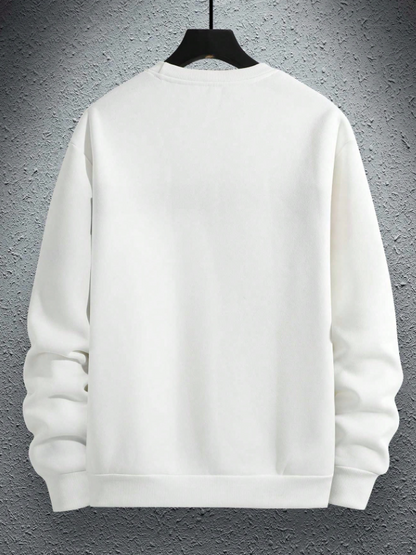Men’s White Thermal Sweatshirt with Paris Letter Print