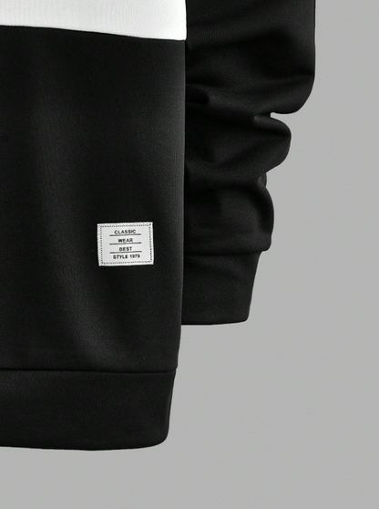 Men’s Knitted Casual Patchwork Round Neck Sweatshirt