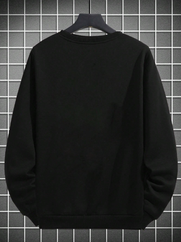 Men’s Black Thermal Sweatshirt with Chicago Letter Print