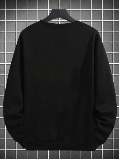 Men’s Black Thermal Sweatshirt with Chicago Letter Print