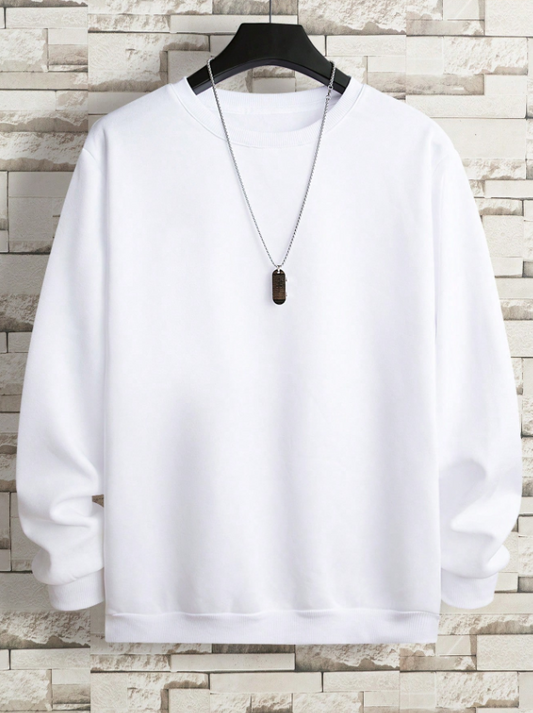 Men’s White Basic Thermal Lined Sweatshirt