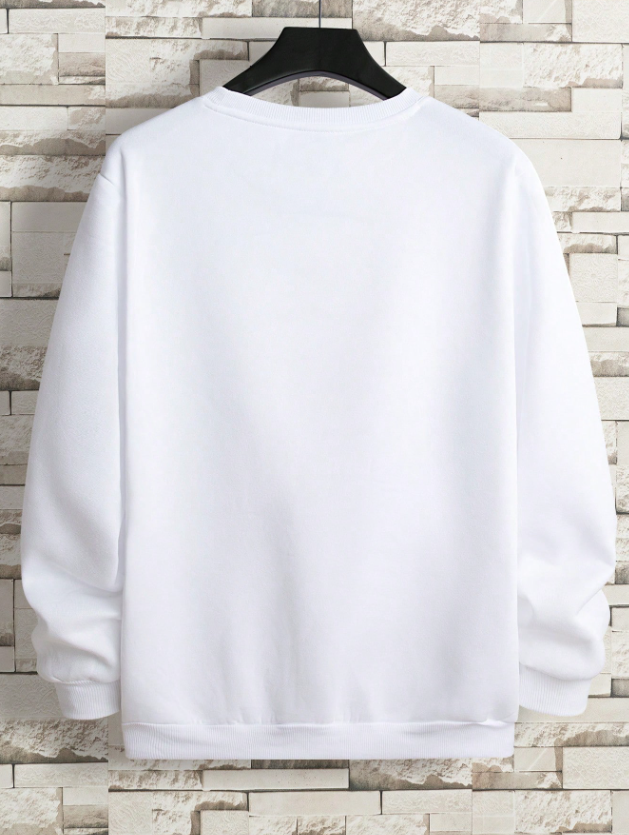 Men’s White Basic Thermal Lined Sweatshirt