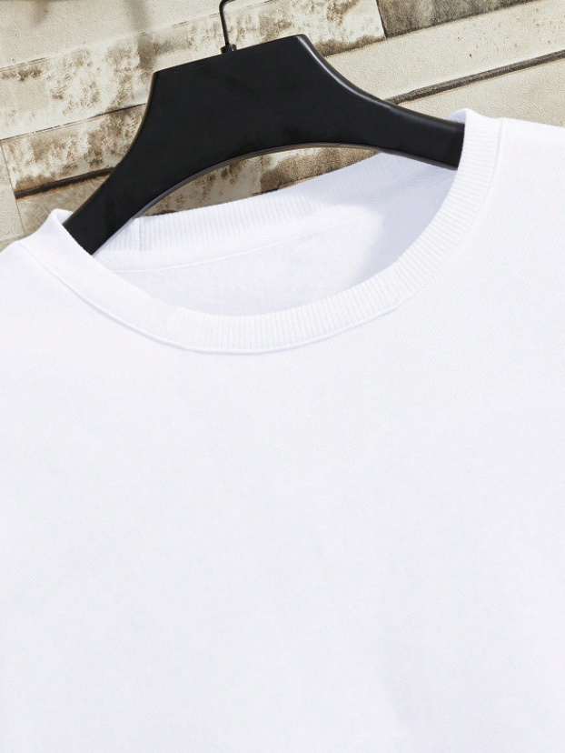 Men’s White Basic Thermal Lined Sweatshirt