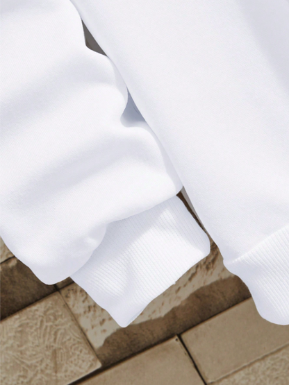 Men’s White Basic Thermal Lined Sweatshirt