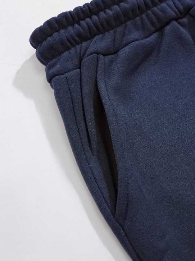 Men’s Blue Solid Drawstring Waist Sweatpants