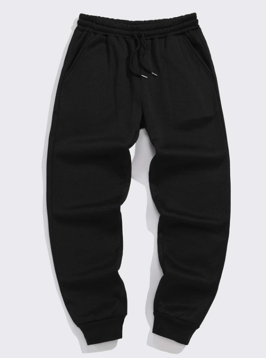 Men’s Black Solid Drawstring Waist Sweatpants