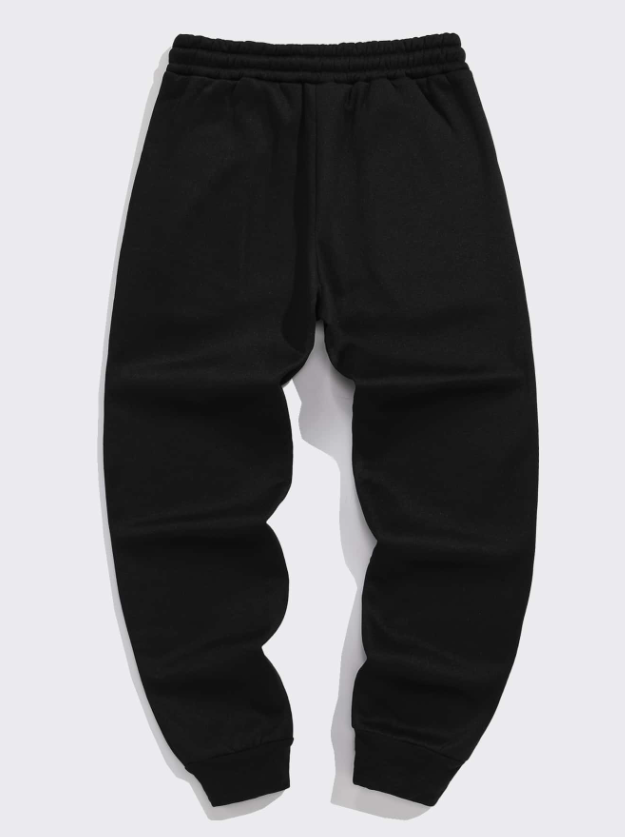 Men’s Black Solid Drawstring Waist Sweatpants