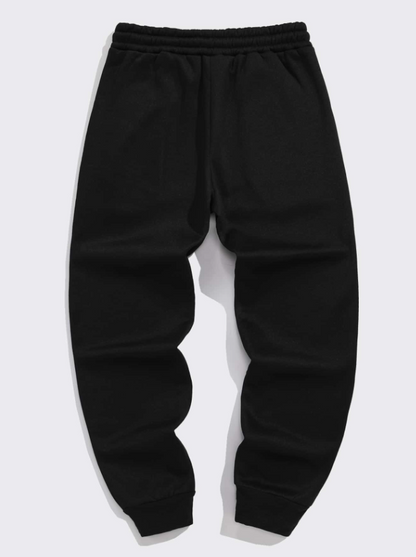 Men’s Black Solid Drawstring Waist Sweatpants