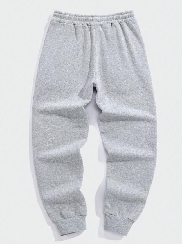 Men’s Grey Solid Drawstring Waist Sweatpants