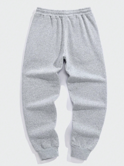 Men’s Grey Solid Drawstring Waist Sweatpants