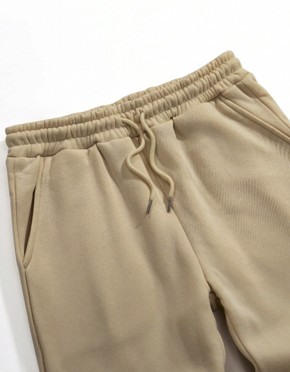 Men’s Beige Solid Drawstring Waist Sweatpants