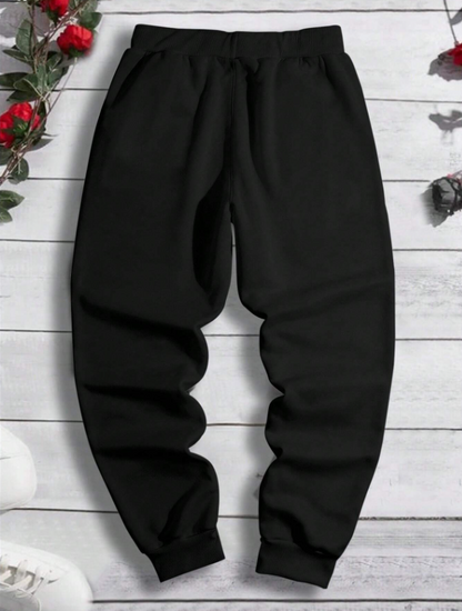 Men’s Black Sweatpants with Dragon & Japanese Letter Print