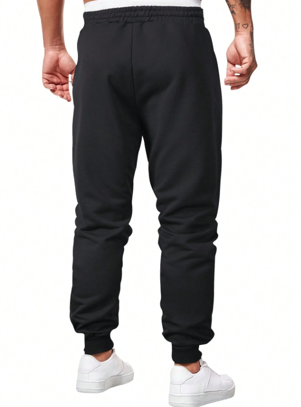 Men’s Black Cartoon Bear Print Jogger Sweatpants