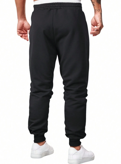 Men’s Black Cartoon Bear Print Jogger Sweatpants