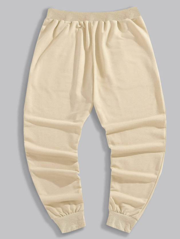 Men’s Cream Sweatpants with Chicago Letter Graphic