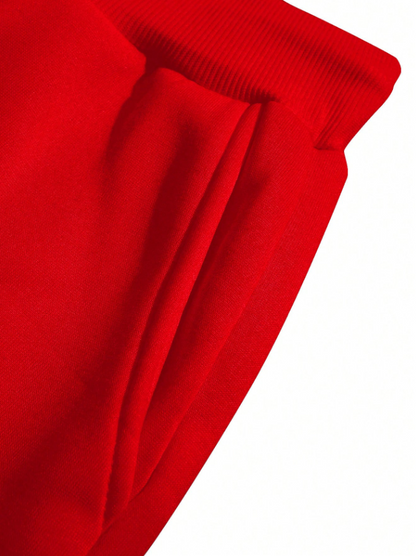 Men’s Red Sweatpants with Chicago Letter Graphic