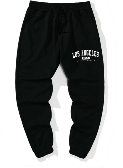 Men’s Black Sweatpants with Los Angeles Letter Graphic