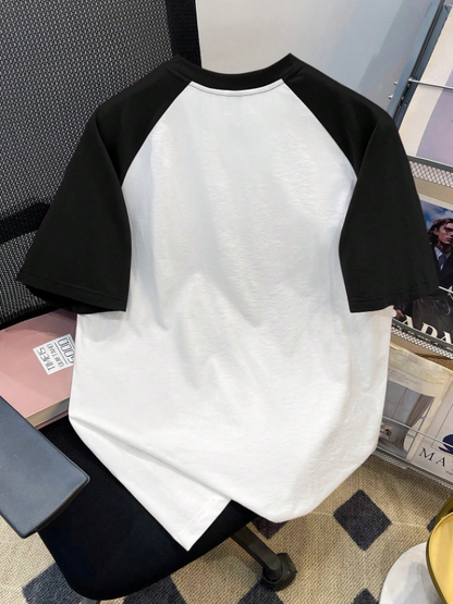 Men Casual Retro Car Pattern Raglan T-Shirt