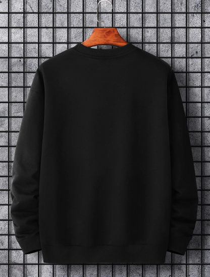 Men’s Graphic Print Long Sleeve Pullover Black Sweatshirt