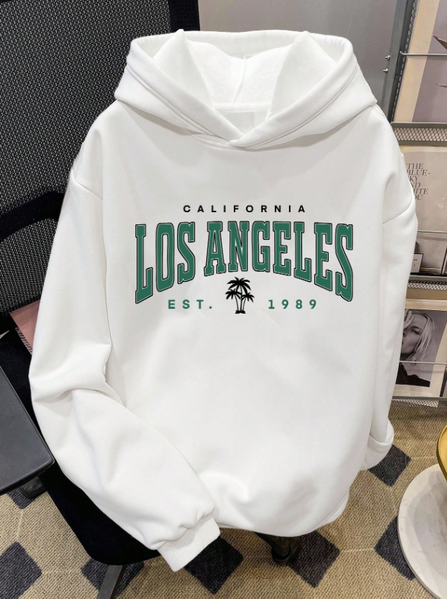 Men’s White Hoodie with Los Angeles Print